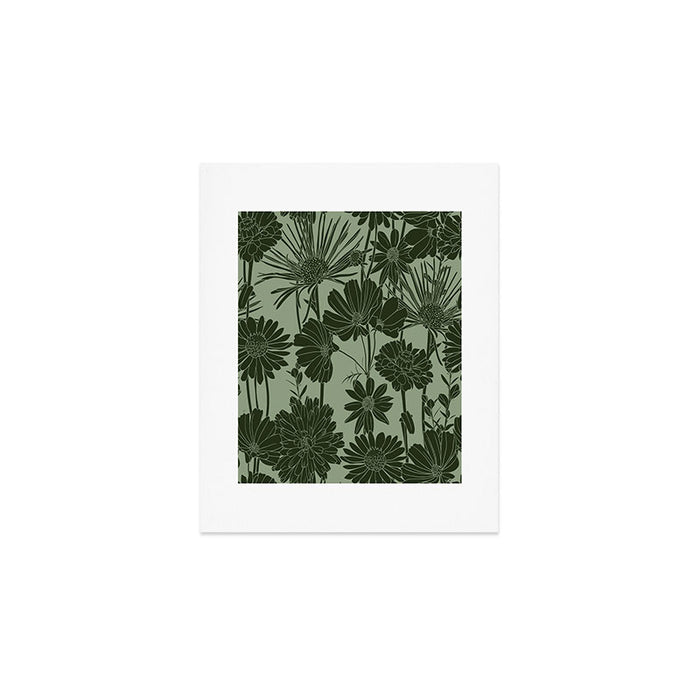 Floral Prints, Dark Green, Colour Prints Art Print Gallery Image 1