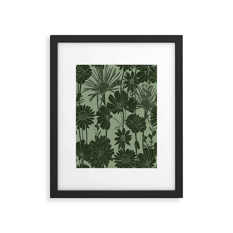 Floral Prints, Dark Green, Colour Prints Framed Art Print Gallery Image 4