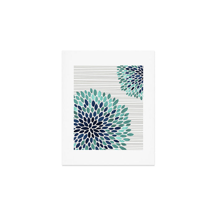 Floral Prints, Gray, Teal and Blue, Abstract Art Art Print Gallery Image 1
