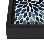 Floral Prints, Gray, Teal and Blue, Abstract Art Framed Canvas Print Gallery Image 3