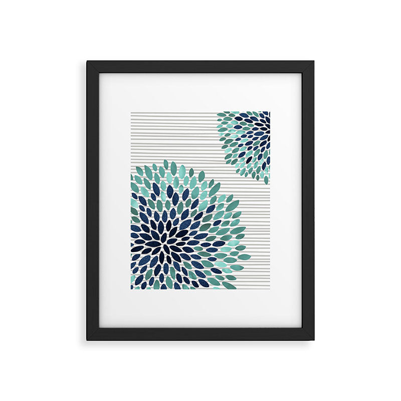 Floral Prints, Gray, Teal and Blue, Abstract Art Framed Art Print Gallery Image 6