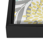 Floral Prints, Leaves and Blooms, Gray, Yellow and Aqua Framed Canvas Print Gallery Image 3