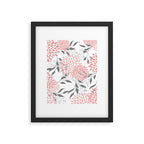 Festive, Floral Prints, Leaves and Blooms, Pink, Gray and White Framed Art Print Gallery Image 6
