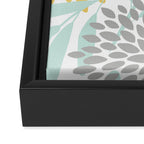 Floral Prints, Leaves and Blooms, Yellow, Gray and Aqua Framed Canvas Print Gallery Image 3