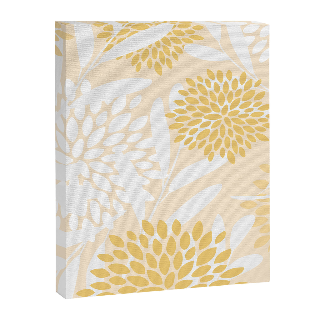 Floral Prints, Leaves and Blooms, Yellow and White Canvas Print Gallery Image 8
