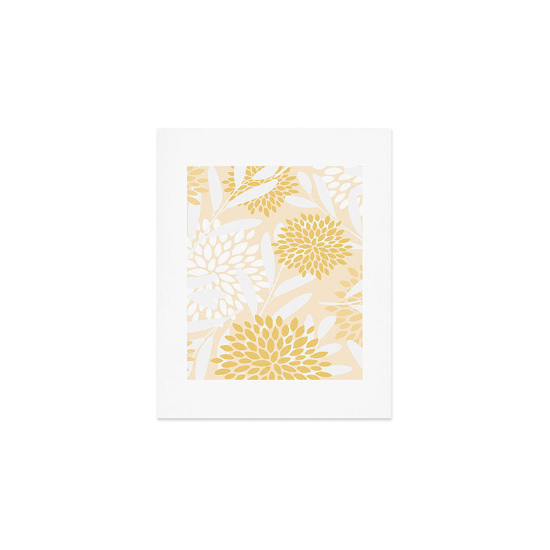 Floral Prints, Leaves and Blooms, Yellow and White Art Print Gallery Image 1