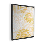Floral Prints, Leaves and Blooms, Yellow and White Framed Canvas Print Gallery Image 2