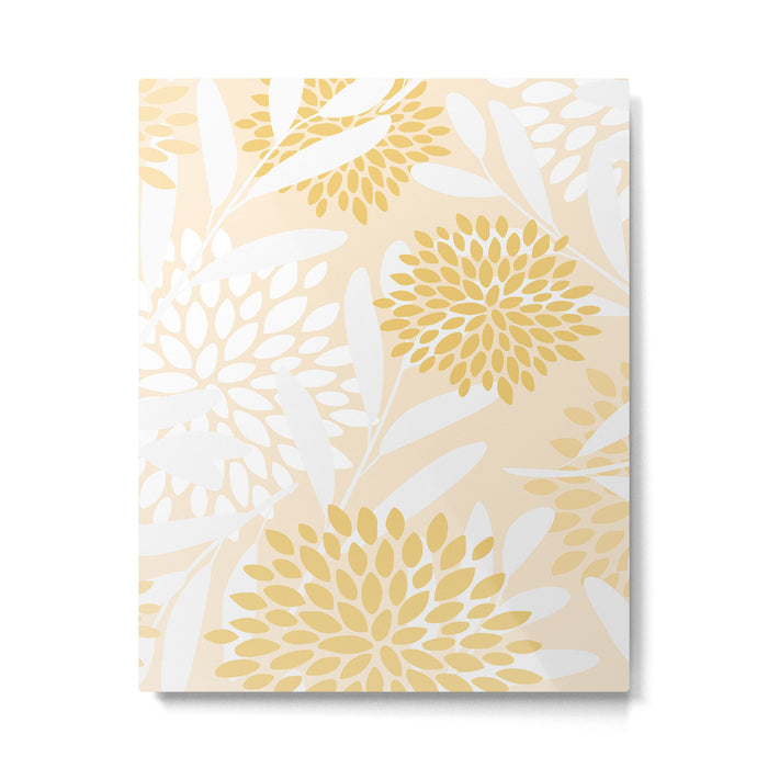 Floral Prints, Leaves and Blooms, Yellow and White Metal Print Gallery Image 1