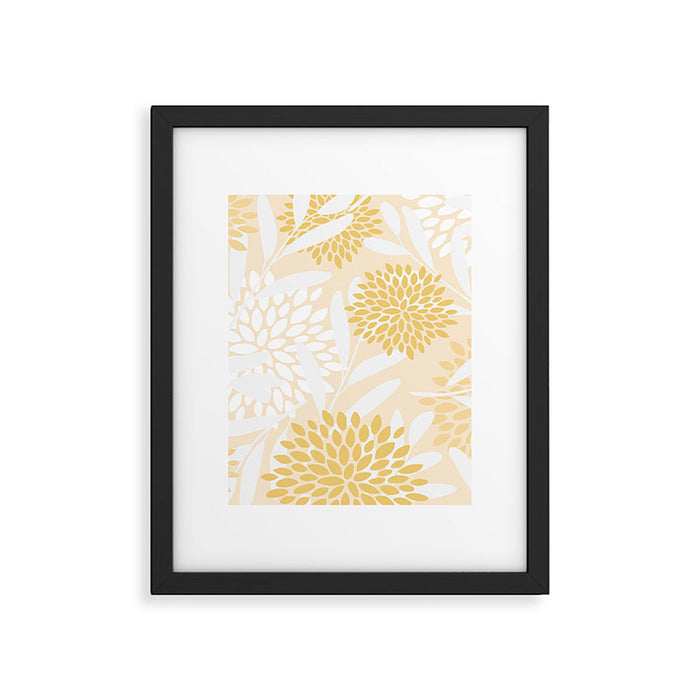 Floral Prints, Leaves and Blooms, Yellow and White Framed Art Print Gallery Image 1