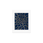 Floral Prints, Line Art, Navy Blue and Gold Art Print Gallery Image 1