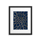 Floral Prints, Line Art, Navy Blue and Gold Framed Art Print Gallery Image 6