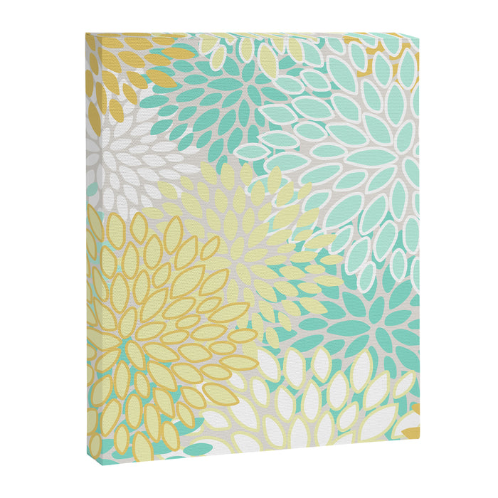 Floral Prints, Mint Green and Yellow, Modern Print Art Canvas Print Gallery Image 1