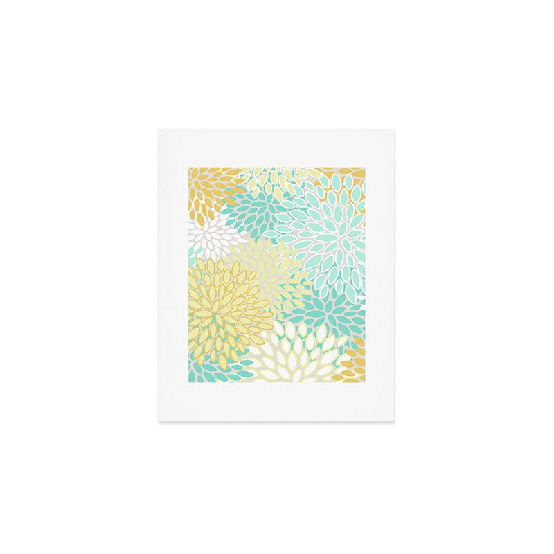 Floral Prints, Mint Green and Yellow, Modern Print Art Art Print Gallery Image 1