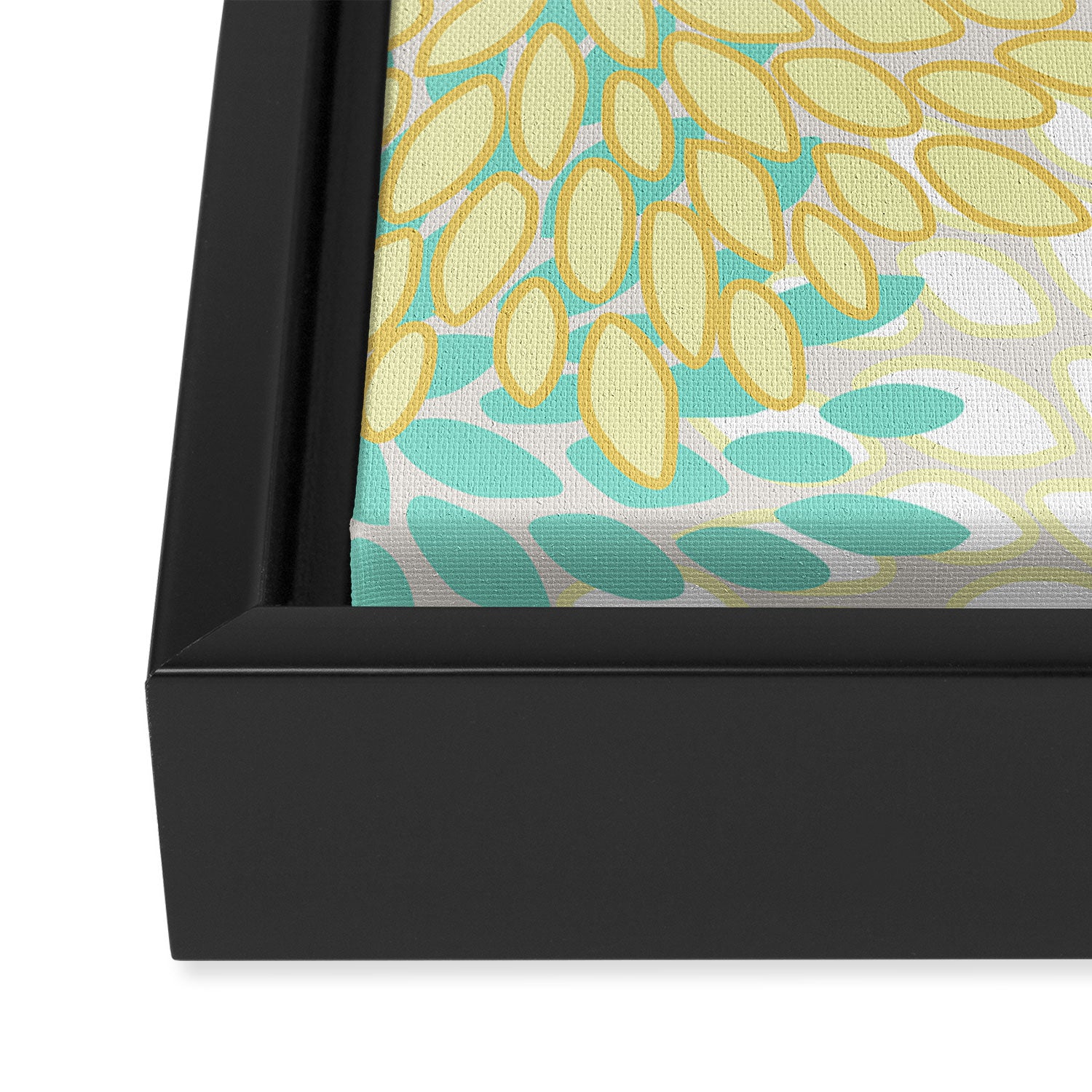 Floral Prints, Mint Green and Yellow, Modern Print Art Framed Canvas Print Gallery Image 3