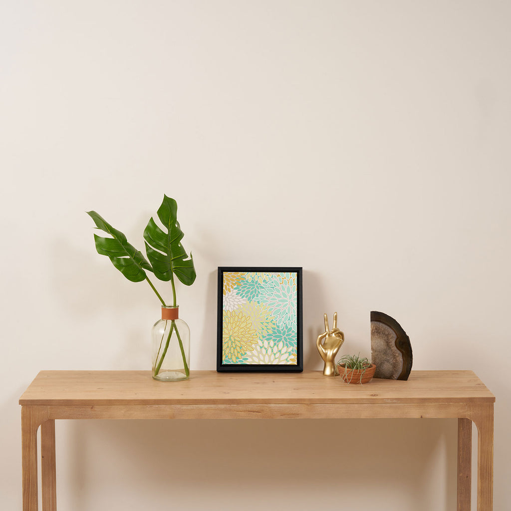Floral Prints, Mint Green and Yellow, Modern Print Art Framed Canvas Print Gallery Image 4