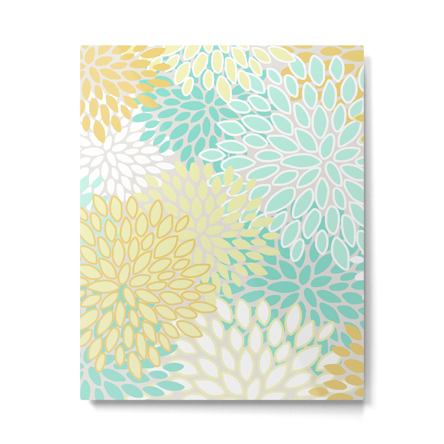 Floral Prints, Mint Green and Yellow, Modern Print Art Metal Print Gallery Image 6