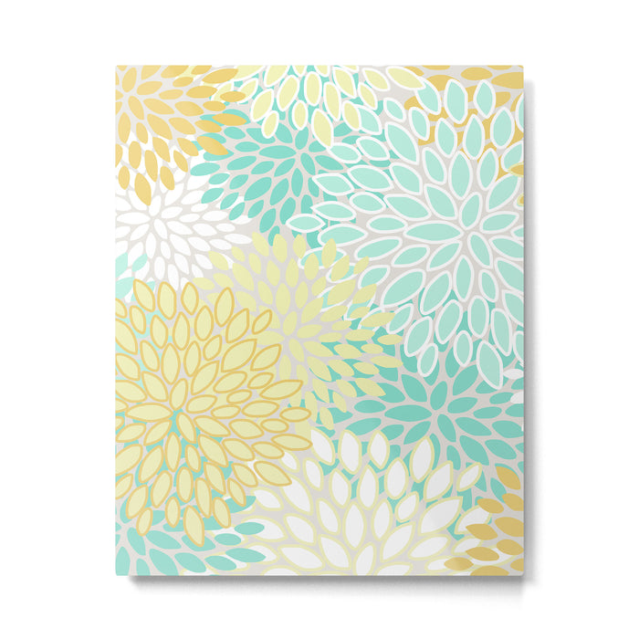 Floral Prints, Mint Green and Yellow, Modern Print Art Metal Print Gallery Image 1