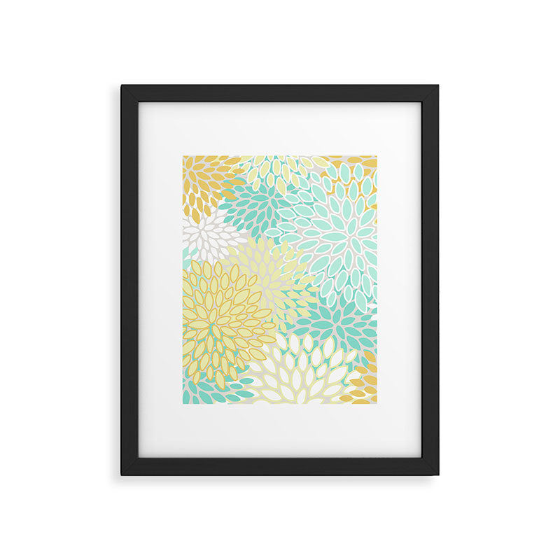 Floral Prints, Mint Green and Yellow, Modern Print Art Framed Art Print Gallery Image 6