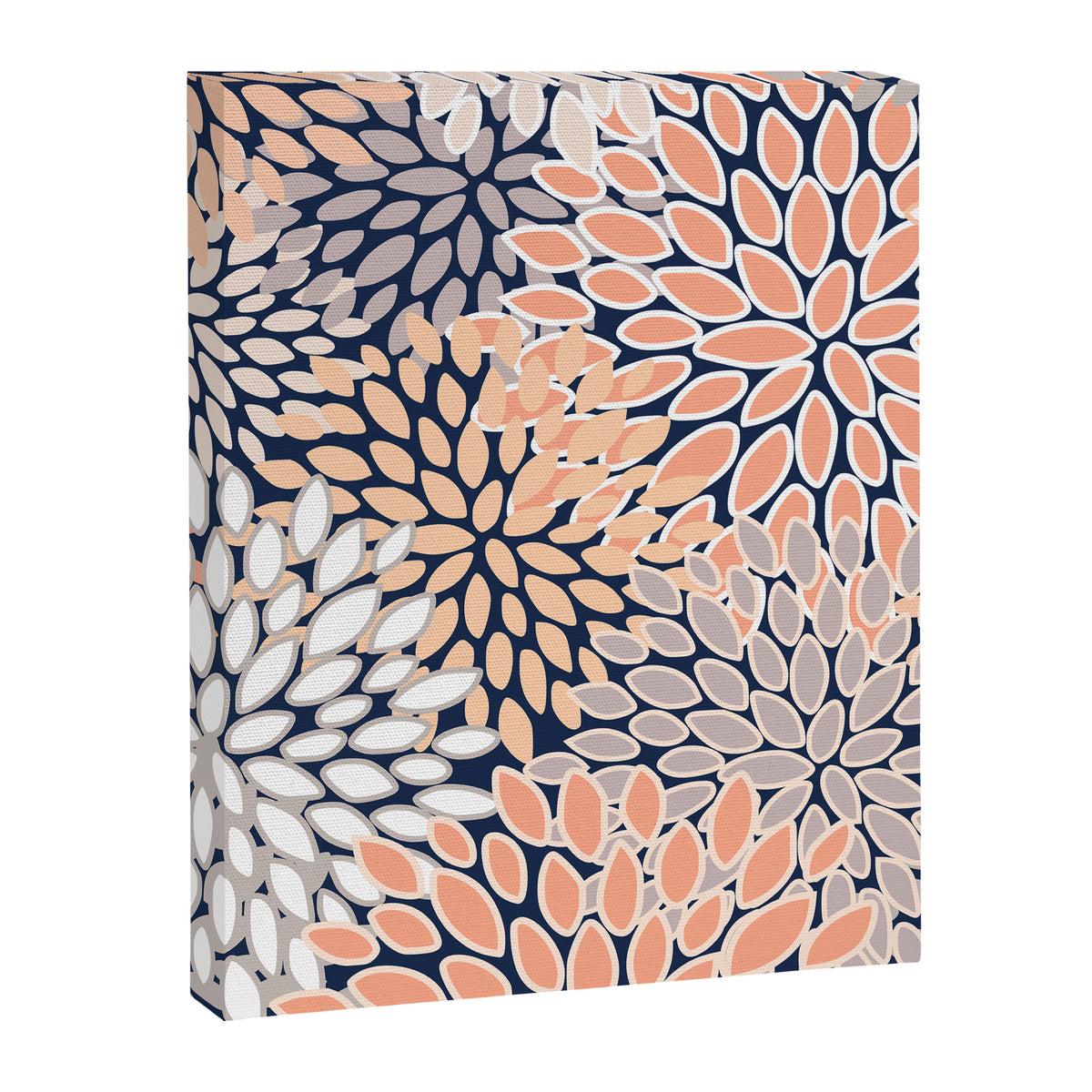 Floral Prints, Navy, Coral, Peach and Gray, Abstract Art, Coloured Prints Canvas Print Gallery Image 8
