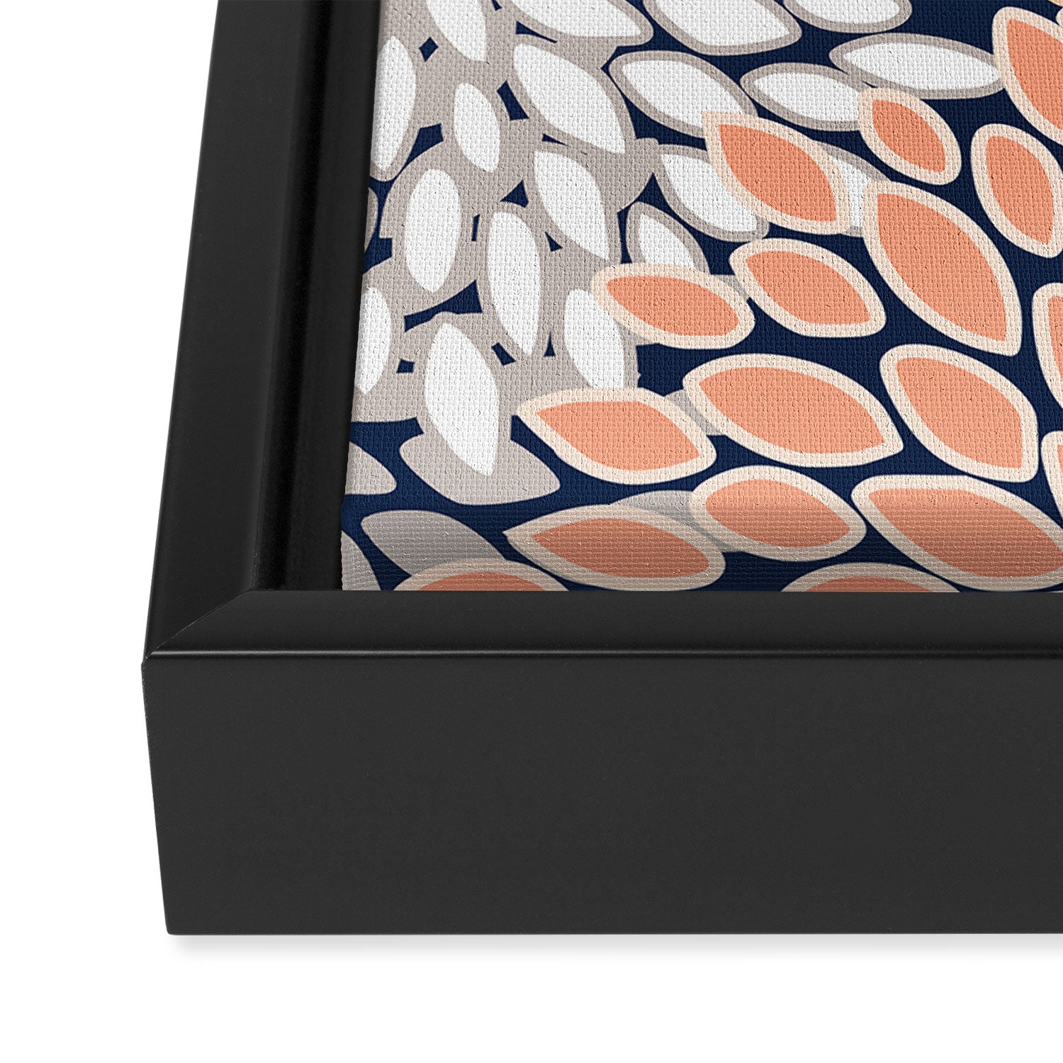 Floral Prints, Navy, Coral, Peach and Gray, Abstract Art, Coloured Prints Framed Canvas Print Gallery Image 3