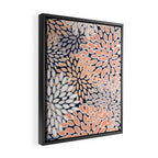 Floral Prints, Navy, Coral, Peach and Gray, Abstract Art, Coloured Prints Framed Canvas Print Gallery Image 2