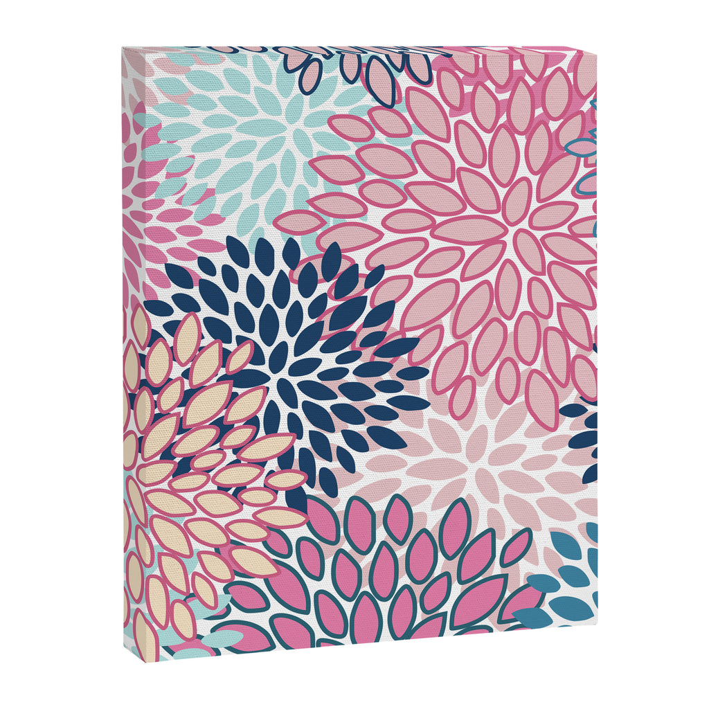 Festive, Floral Prints, Pink and Navy Blue Canvas Print Gallery Image 8