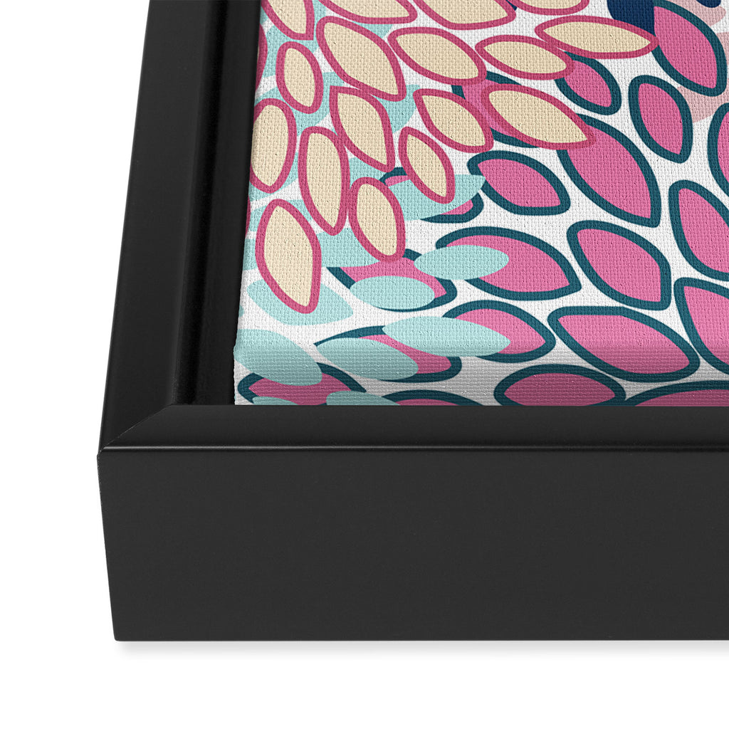 Festive, Floral Prints, Pink and Navy Blue Framed Canvas Print Gallery Image 3