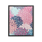 Festive, Floral Prints, Pink and Navy Blue Framed Canvas Print Gallery Image 8