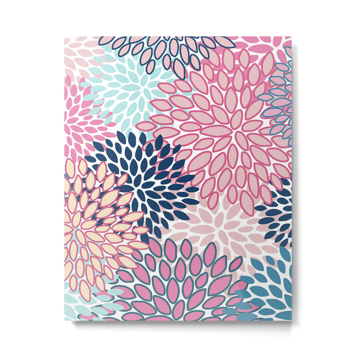 Festive, Floral Prints, Pink and Navy Blue Metal Print Gallery Image 1