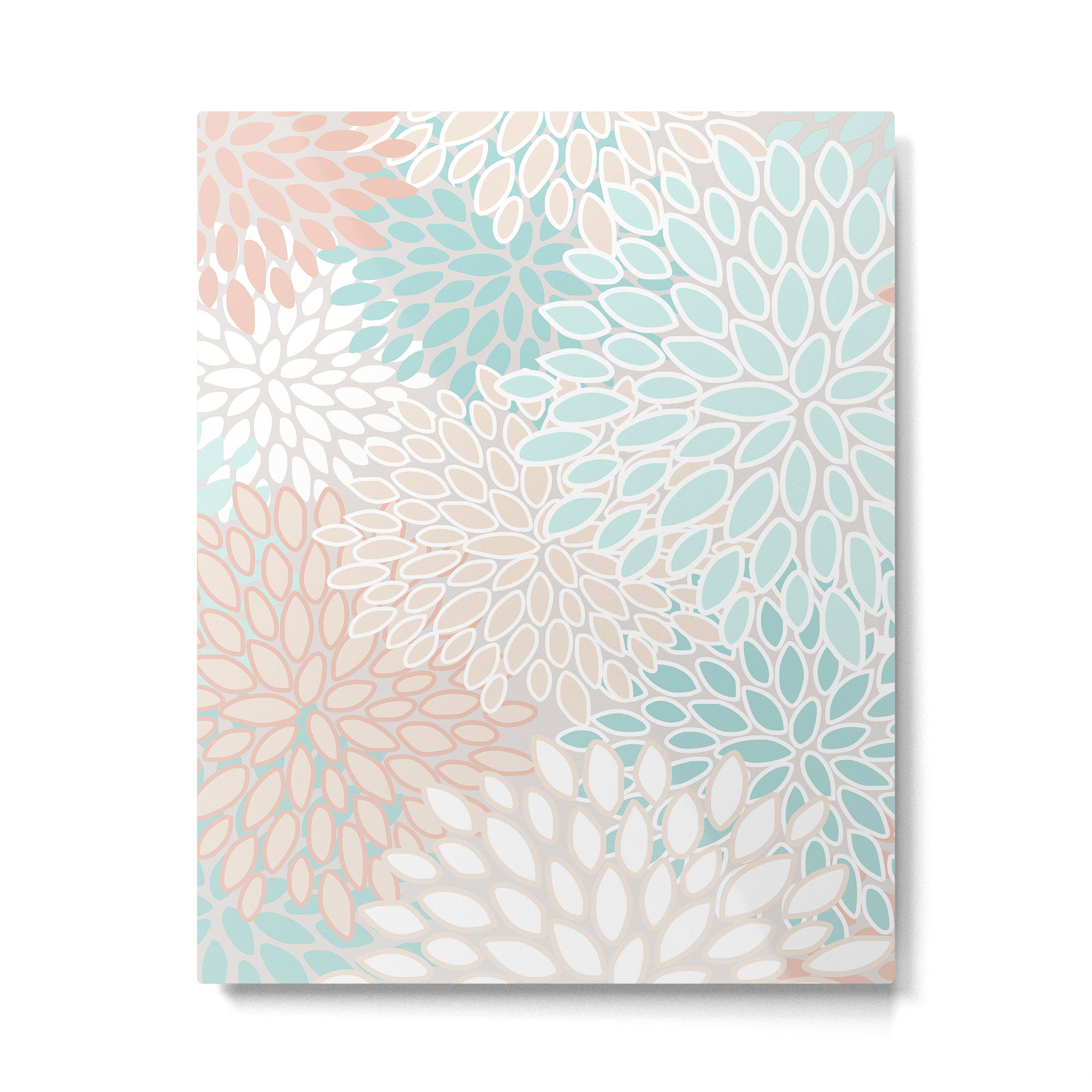 Floral Prints, Soft, Peach and Teal, Modern Print Art Metal Print Gallery Image 6