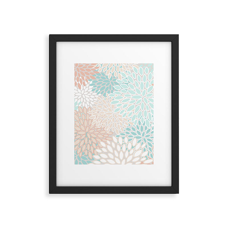 Floral Prints, Soft, Peach and Teal, Modern Print Art Framed Art Print Gallery Image 6