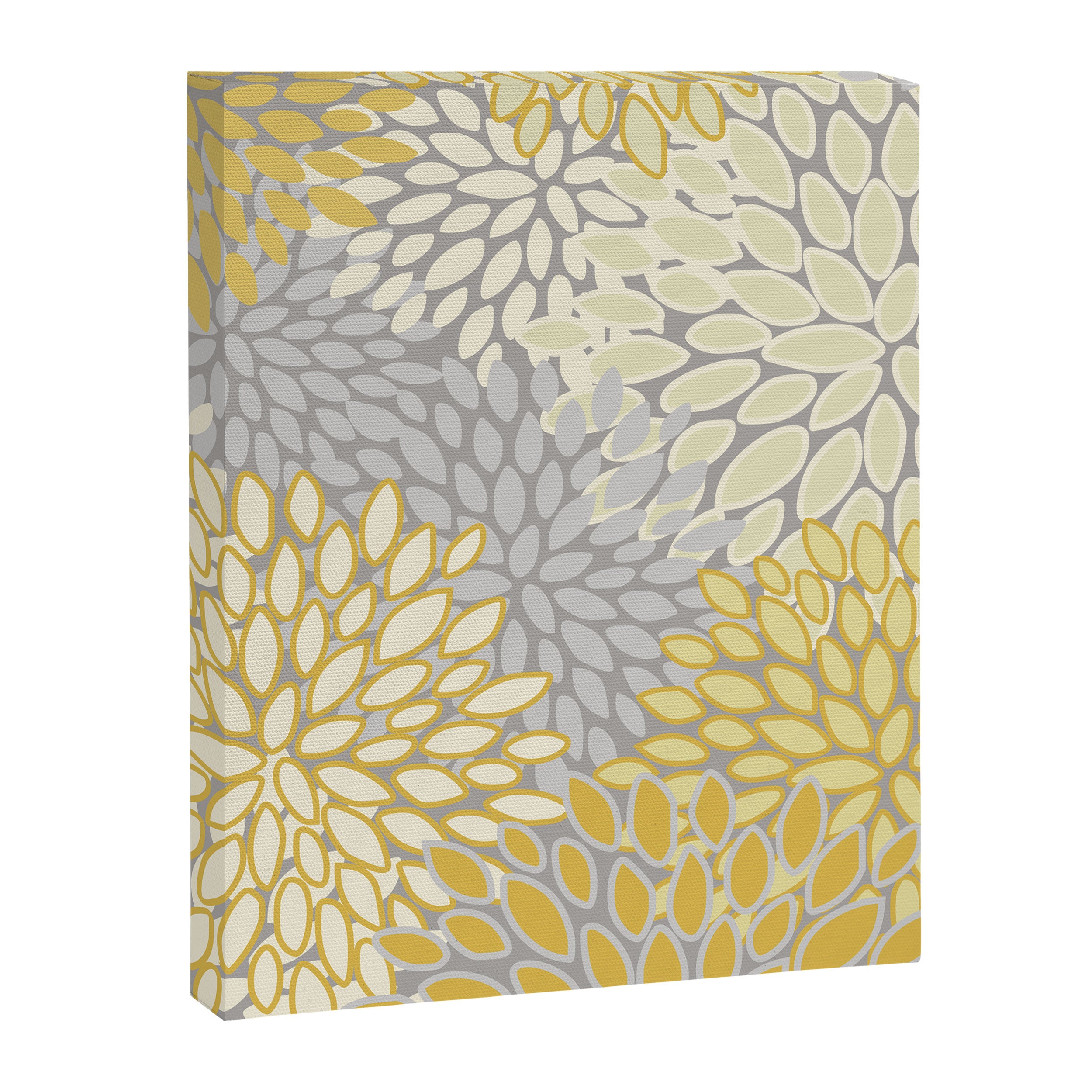 Floral Prints, Soft Yellow and Gray, Modern Print Art Canvas Print Gallery Image 8