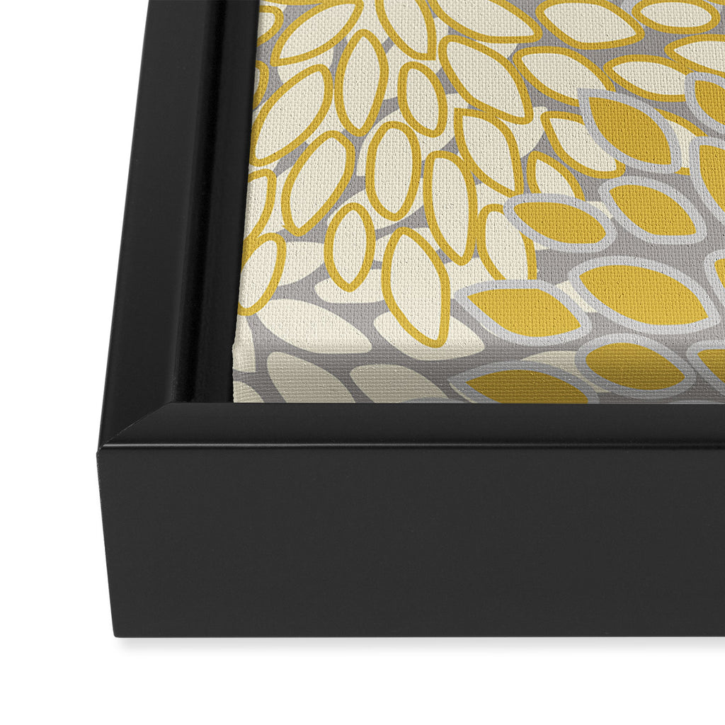 Floral Prints, Soft Yellow and Gray, Modern Print Art Framed Canvas Print Gallery Image 3