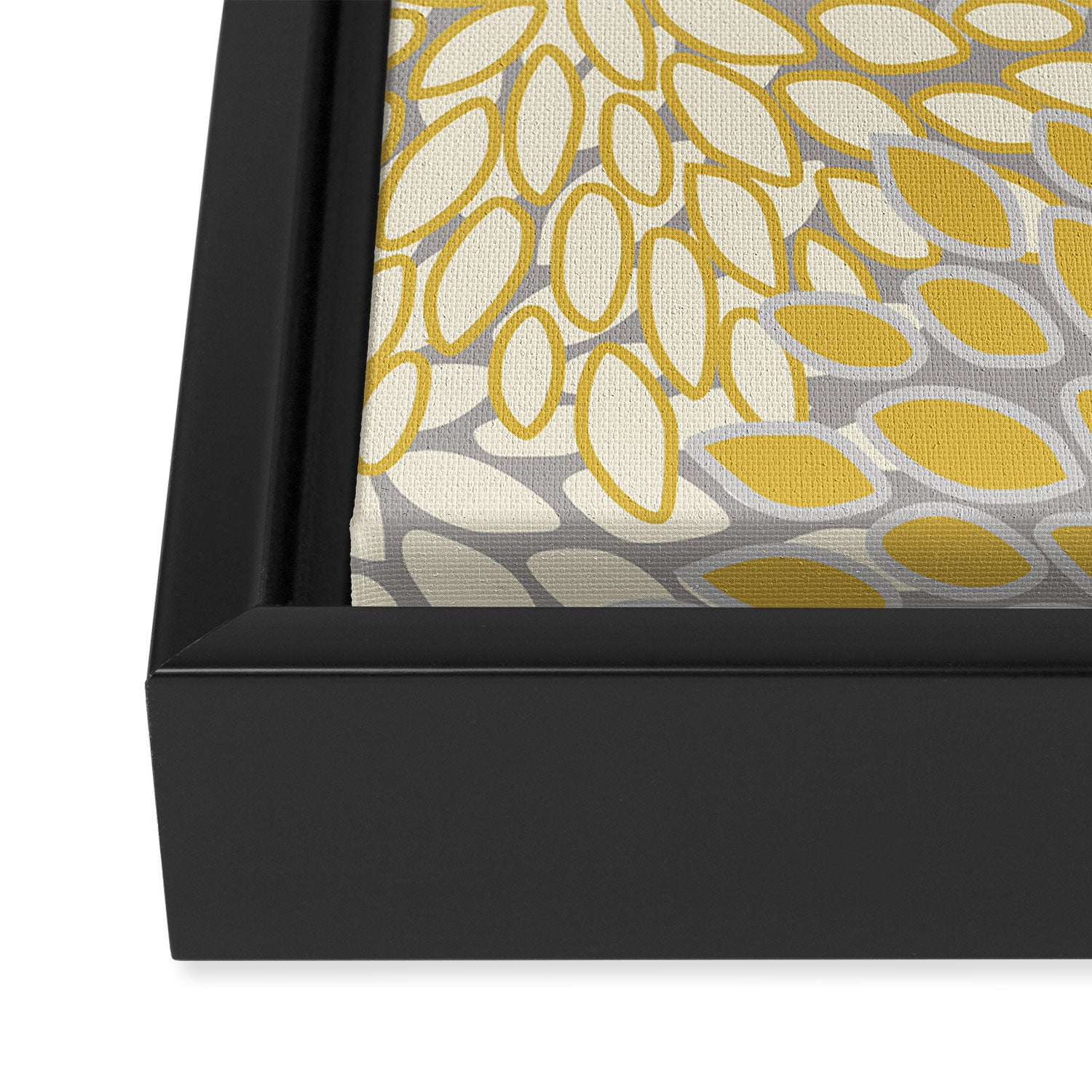 Floral Prints, Soft Yellow and Gray, Modern Print Art Framed Canvas Print Gallery Image 3