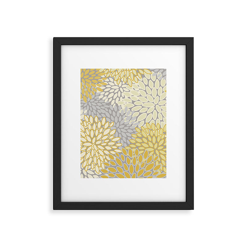 Floral Prints, Soft Yellow and Gray, Modern Print Art Framed Art Print Gallery Image 6