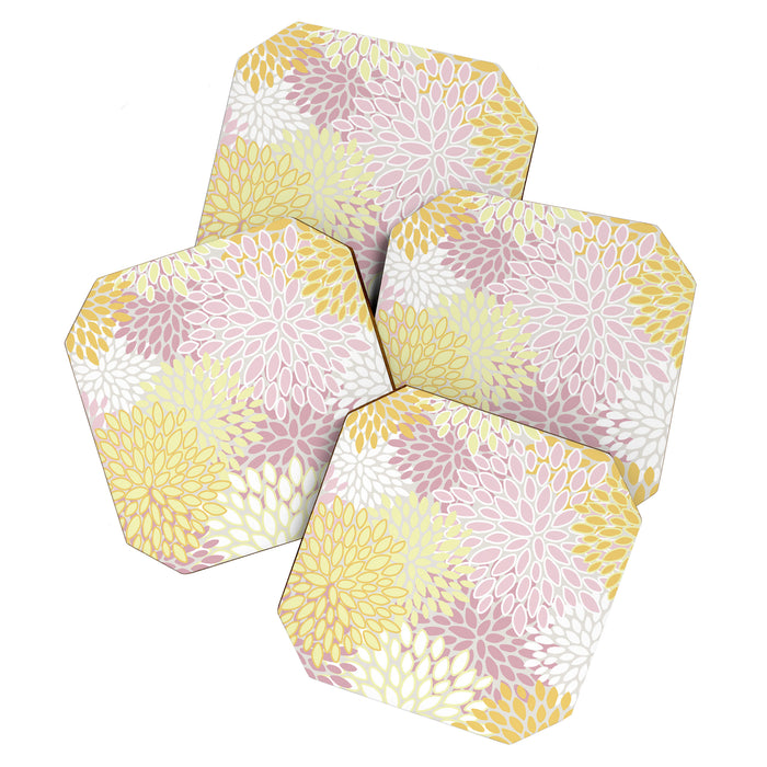 Floral Prints, Soft, Yellow and Pink, Design Prints Coaster Gallery Image 1