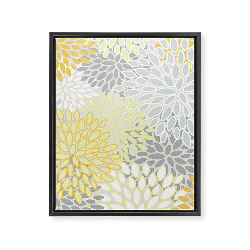 Floral Prints, Soft, Yellow and Gray, Modern Print Art Framed Canvas Print Gallery Image 8