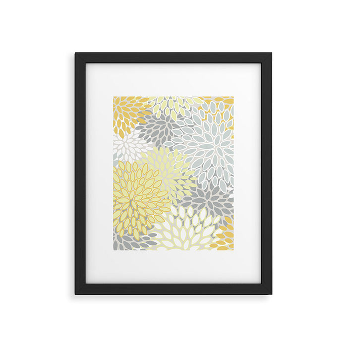Floral Prints, Soft, Yellow and Gray, Modern Print Art Framed Art Print Gallery Image 1