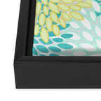 Floral Prints, Teal, Turquoise and Yellow Framed Canvas Print Gallery Image 3