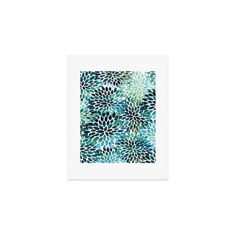 Floral Watercolor, Navy, Blue Teal, Abstract Watercolor Art Print Gallery Image 1