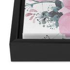 Floral Watercolor, Pink and Gray, Watercolor Print Framed Canvas Print Gallery Image 3