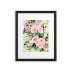 Floral Watercolor Rose Garden, Mint Green and Pink Framed Art Print Gallery Image 6