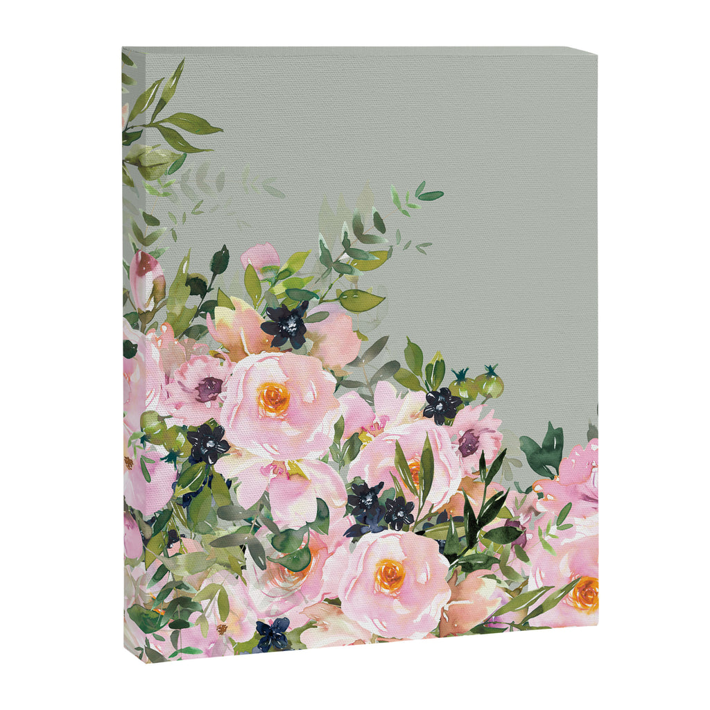 Floral Watercolor, Roses, Green and Pink Canvas Print Gallery Image 8