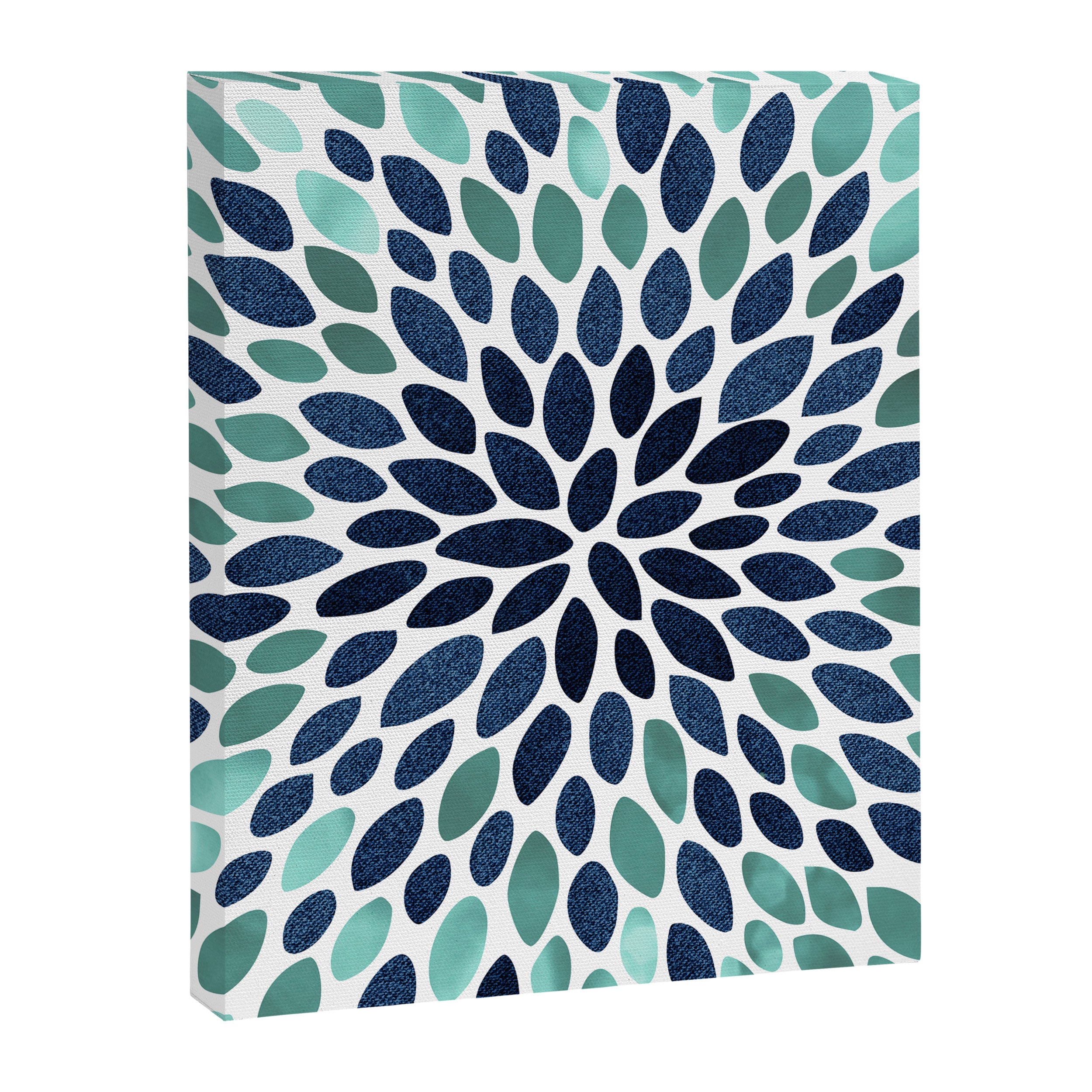 Flower Bloom, Aqua and Navy Canvas Print Gallery Image 8