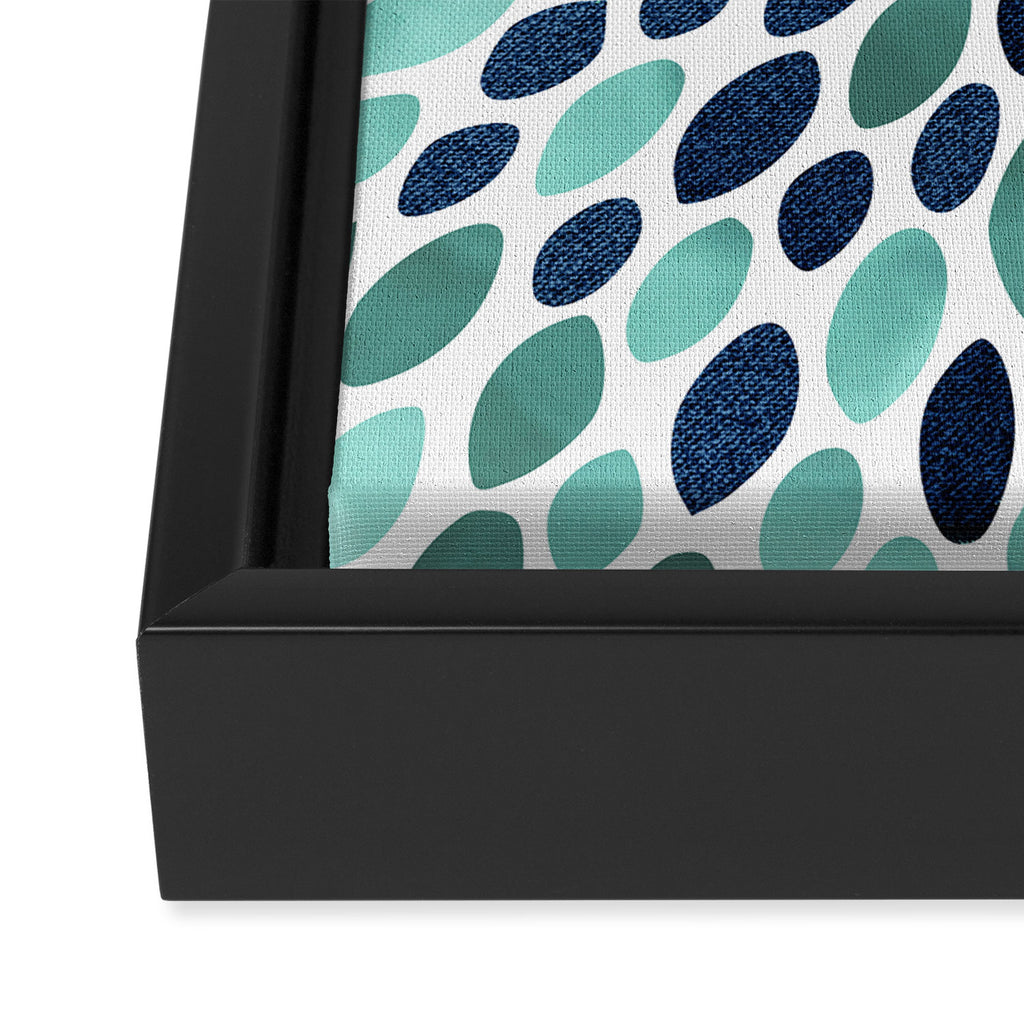 Flower Bloom, Aqua and Navy Framed Canvas Print Gallery Image 3