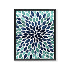 Flower Bloom, Aqua and Navy Framed Canvas Print Gallery Image 8