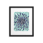 Flower Bloom, Aqua and Navy Framed Art Print Gallery Image 6