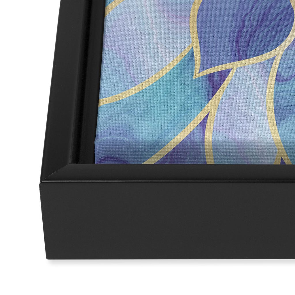 Flower Bloom, Teal, Turquoise, Purple, Gold Framed Canvas Print Gallery Image 3