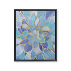 Flower Bloom, Teal, Turquoise, Purple, Gold Framed Canvas Print Gallery Image 8
