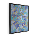 Flower Bloom, Teal, Turquoise, Purple, Gold Framed Canvas Print Gallery Image 2